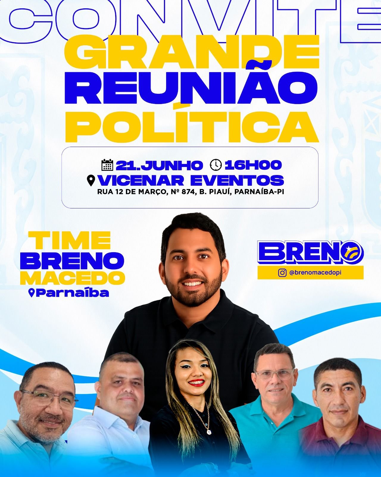 Breno Macedo fará neste domingo (21) uma grande reunião em Parnaíba.